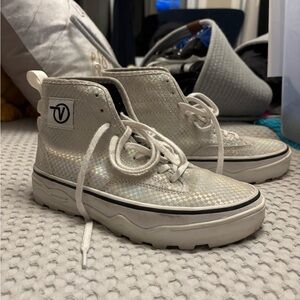 Vans White Ankle Boots with Iridescent Finish